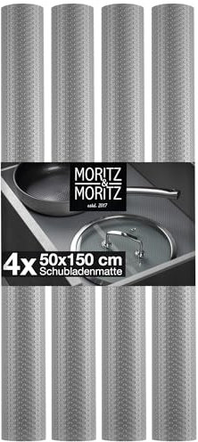 Moritz & Moritz 4x Rivestimento Cassetti Cucina largo 50x150 cm - Tappetino antiscivolo Cucina - Come proteggi Cassetti Cucina Cassetti o Armadi - Incl. 20 adesivi per Lavagne