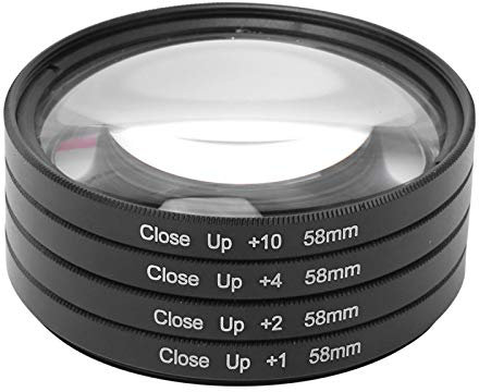Macro - Filtro de cristal óptico para Macro (1 + 2 + 4 + 10 kit de filtro de objetivo 58 mm para cámaras fotográficas