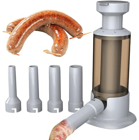 Xistuoz Machine à Saucisses, Poussoir à Saucisses Manuel, Remplissage de Saucisses,Pratique Machine à saucisses et 4 Remplissage Tubes