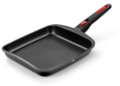 Monix In-Out | Grill liso 22 cm, aluminio, full induction, sin PFOA, antiadherente, apta para todo tipo de cocinas incluso inducción