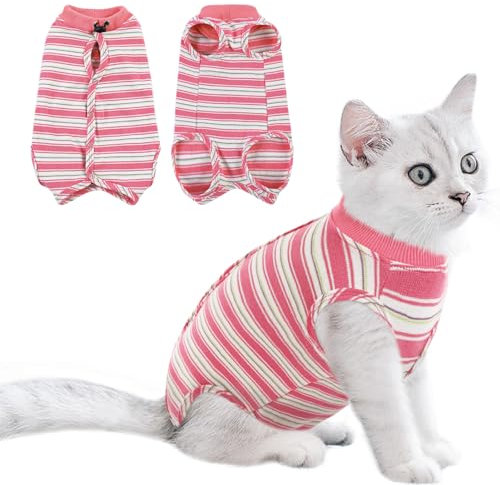 CITÉTOILE Katzenbody nach Op, Postoperative Katzenkleidung für Bauchwunden, Erholungsanzug Kleidung nach Der Operation Tragen, E-Halsband Alternative für Katzen Hunde, Rosa, XS
