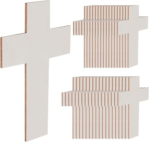 Tissting 36 Pezzi Abbellimenti Forme Croce in Compensato, Forma di Croce Incompiuta Pezzi in Legno, 11 x 7 cm, 3 mm di Spessore, Dischi in Legno Fai da Te per Matrimoni, Feste, Decorazioni Natalizie