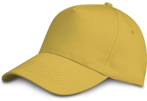 Cappellino Bambino 20 Pezzi 5 Pannelli 100% Cotone con Visiera Rigida precurvata e Chiusura Regolabile con Velcro a Strappo per Gite e Campo Estivo (IT, età, Taglia Unica, Giallo)