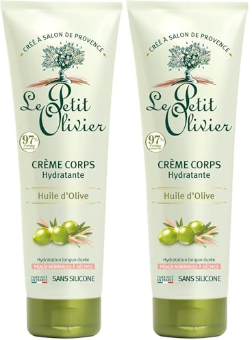 LE PETIT OLIVIER - Crème Corps Hydratante - Huile D'Olive - Hydrate & Protège Du Dessèchement - Peaux Normales À Sèches - 97% D'Origine Naturelle - Sans Silicone - Fabriqué en France - 250 ml