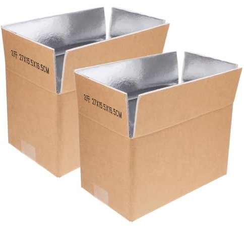 GARVALON 2stücke Kühlbox Aus Kunststoff Zum Versand Von Tiefkühlfisch Und Meeresfrüchten Wiederverwendbare Isolierbox Für Lebensmittel Isolierte Versandbehälter Mit Aluminiumfolienauskleidu