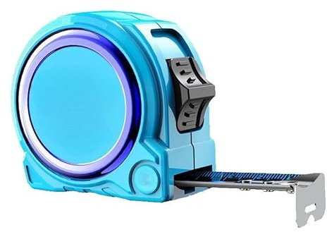 Cinta métrica luminosa de luz azul, de 5 m a 10 m, de alta precisión y reforzada (cinta de 5 m x 19 mm, escala de luz azul con indicadores luminosos)