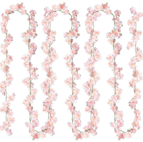 4 Pezzi 180cm Fiori di Ciliegio Artificiali, Ghirlanda Di Fiori Di Ciliegio, Artificiale Ghirlanda Fiori Per Matrimoni Feste Giardini Stanze Decor (Rosa)