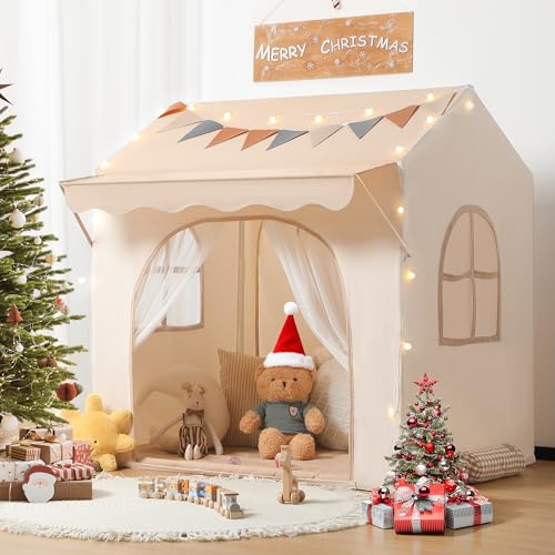besrey 2 IN 1 Kinderzelt, Kinder Spielhaus Indoor mit Matte und Lichtern, Kinder Bettzelt,Spielzelt für Drinnen,Prinzessin Zelt, Kinderspielhaus, Kuschelecke Kinderzimmer Dekor ab 3 Jahre Laden