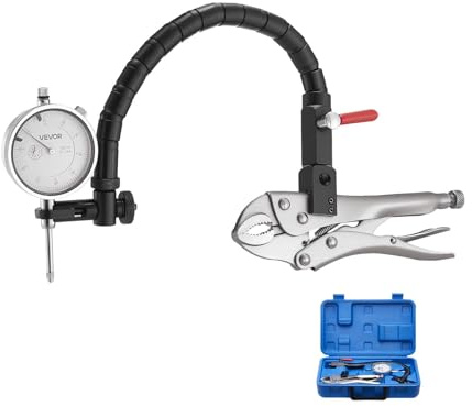 VEVOR Dial Test Indicator with 360-Degree Flexible Arm and 360-Degree Locking Pliers, 0.001 inch Accuracy, 0-1 inch Range, Professional for Machine Set-Up, Narrow Area Measurement, Storage Case
