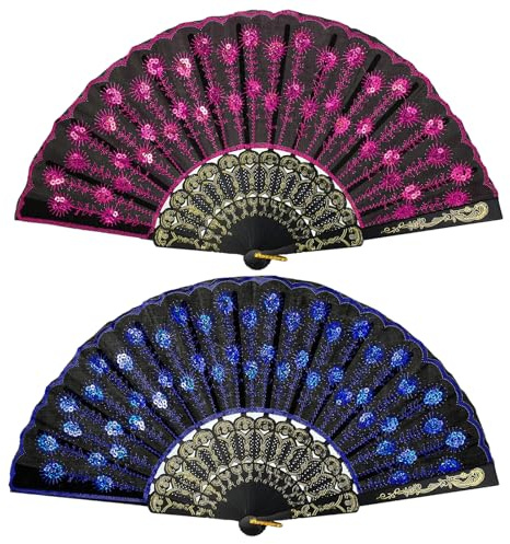 Ventagli Retrò a Strato Singolo 2PCS Ventaglio a Mano in Pizzo Scomparti per Matrimonio Ventaglio pieghevole per balli di fine anno, carnevale,Giochi di Ruolo Spettacoli Danza per Matrimoni