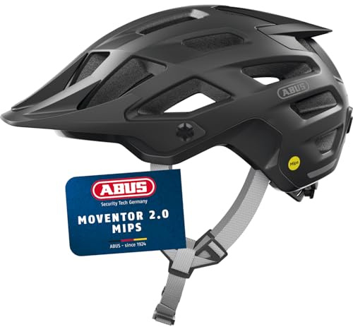 ABUS MTB-Helm Moventor 2.0 MIPS, Casco de Bicicleta Negro, Talla L | Casco All-Mountain con protección contra impactos, para hombres y mujeres, adultos y jóvenes