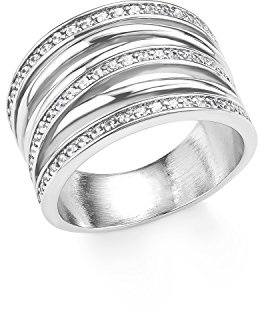 s.Oliver Damen-Ring 15 mm Edelstahl Zirkonia weiß Gr. 54 (17.2) - 2015150