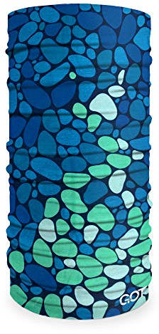 GOT Sports Tube Bandana - Neck Gaiter for Women & Men, Face Mask, Neck Wrap, Head Scarf, Curly Hair Sleep Protection - Breathable, Lightweight Microfiber(Blue Stones)