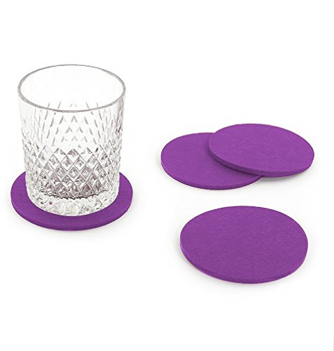 Oblique Unique® Filzuntersetzer rund 4er Pack für Tisch und Bar - Glasuntersetzer Untersetzer aus Filz (Lila)