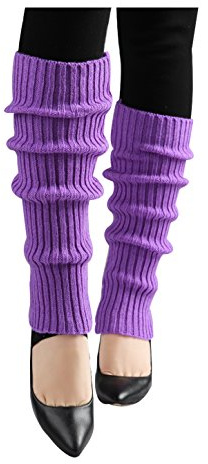 sourcing map Women Solid Warm Thick Knee High Knitted Leg Warmers