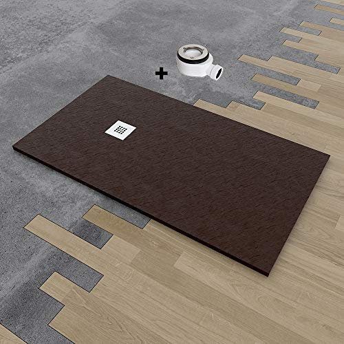 PLATO DUCHA RESINA CARGA MINERAL EFECTO PIZARRA 80X130, CHOCOLATE RAL 8017