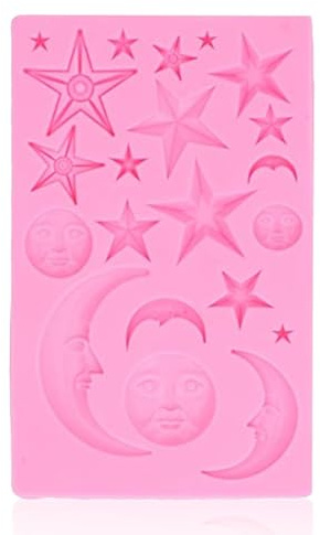 Stampi per fondente per torta stella luna sole, stampo per caramelle al cioccolato Sun Face Crescent Moon Silicone zucchero artigianale pasta di gomma Sugarcraft strumento strumenti per decorare torte