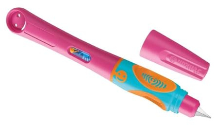 Pelikan griffix Füller Linkshänder Lovely Pink – ergonomischer Schreiblernfüller für Kinder, Schulfüller mit Edelstahlfeder & Patrone
