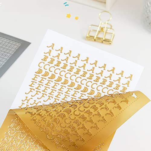 Pegatinas Autoadhesivas de Letras y Números, Adhesivos de Letras, 5 Hojas Etiqueta Engomada de la Letra Del Número, Pegatinas de Alfabeto, Pegatinas Letras Dorado, Pegatinas de Letras Brillante