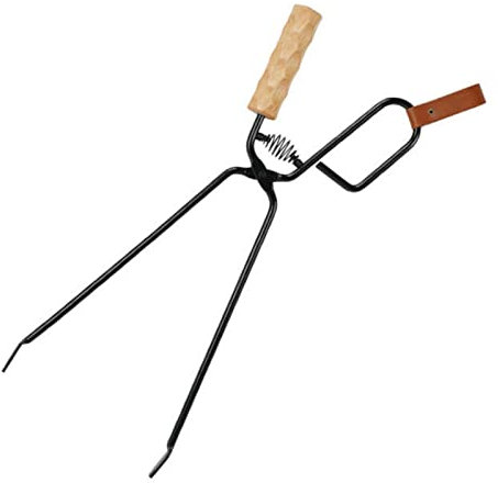 Renywosi Holzzange Kamin, Kaminzange Für Und Briketts Mit Holzgriff, Holzofenzubehör Schwere Kohlezange Aus Gusseisen, Kaminholzzange Outdoor Feuerholzzange Für Grill, Lagerfeuer, Küche, Grill, Pizza
