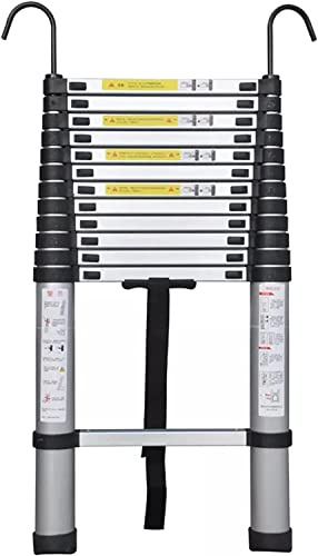 KEppd Escalera telescópica telescópica 8m/ 7m/ 6.2m/ 5m/ 4m/ 3.8m/ 2.6m, Escaleras de extensión de Aluminio con Gancho para Negocios de techado, Uso doméstico, Trabajo al Aire Libre de R
