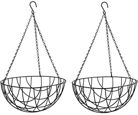 Unibos Home and Garden 2 x Hanging Baskets 16 Inch (40cm) Green Wire Plant Holder