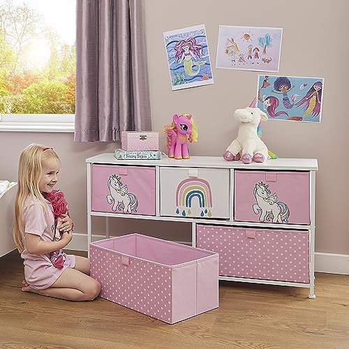 Liberty House Toys Kids Unicorn 5 Drawer Storage Chest, Pink