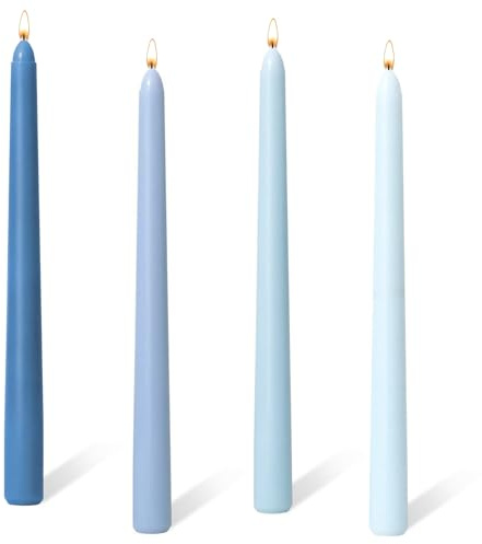Bolosa Set of 4 Gradient Blue Taper Candles, 10 Inch Unscented