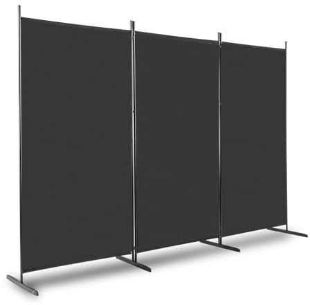 3 Panel Room Divider, 6FT Room Dividers Free Standing, Portable Folding Privacy Screen Wall Room Partition Separator for Living Room, Bedroom, Dining Room, Office, Restaurant, Hospital (Black)