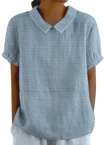 Top à manches longues en lin, t-shirt femme col v, chemisiers et blouses femme, t-shirts dames, vêtement femme, chemise en lin bleu, top femme paillette, top blanc femme, tops féminins taille 14