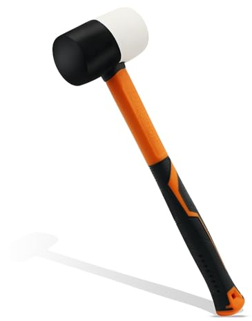 TOOLUTION Petit marteau en caoutchouc - Marteau à face souple de 8 oz pour les revêtements de sol et la menuiserie - Marteau résistant aux rayures avec manche en fibre de verre Rubber Mallet