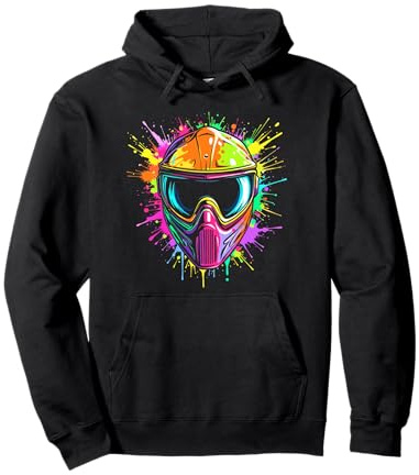 Paintball Colorful Tactical Mask Icon Gifts For Paintballers Pullover Hoodie