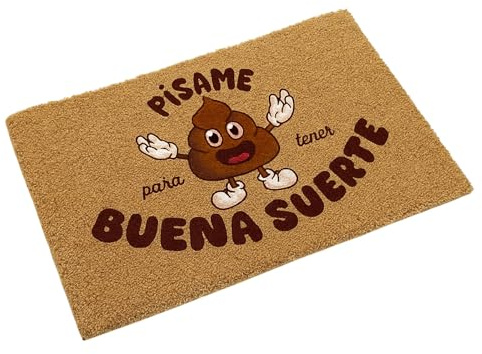 TIENDA EURASIA – Felpudo Entrada Casa | Diseño de Písame para Tener Buena Suerte | Multicolor | Medidas 70x40 cm | Fibra de Coco Natural | Base de Goma Antideslizante