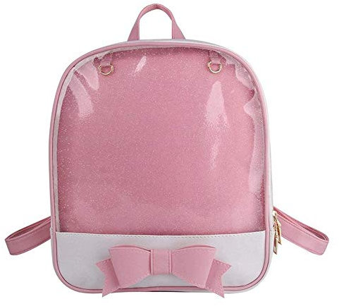 AlwaySky Ita Bag Rucksack Mädchen Süß Candy Leder Tasche Geldbörse Schultasche Sommer Strandtasche Geldbörse mit Bowknot Transparente Fenster für DIY Dekore