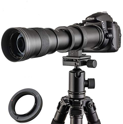 JINTU 420-800mm f/ 8.3 Manual Telephoto Zoom Lens + T-Mount for Canon EOS Rebel SL2 SL1 T3 T3i T4i T5 T5i T6 T6i T6s T7 T7i 4000D 6D 7D 60D 70D 77D 80D 5D II/III/IV 550D 650D SLR Camera Lenses
