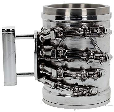 Nemesis Now B4656N9 Terminator 2 Bierkrug, 17 cm, Harz mit Edelstahl-Einsatz, silberfarben