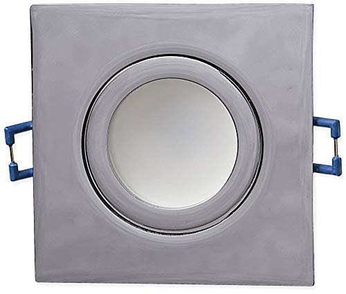 Foco LED empotrable, IP44, cromado, cuadrado, 5 W, blanco cálido, 12 V, MR16, para baño, ducha, exterior, plano, lámpara de techo, foco empotrable de 60 mm