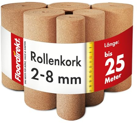 Floordirekt Rouleau de liège 100 x 350 cm, 6 mm, sous-couche d'isolation naturelle acoustique et thermique, utilisation polyvalente