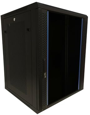 15HE serverskåp, 19 tum vägghus med glasdörr och perforerade sidoväggar (B x D x H) 600 x 600 x 770 mm