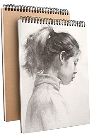 iXinyc A5 (8.3x5.8) Spiral Sketch Book, Sketchbook for Drawing and Sketching, 30 Sheets, 160gsm Paper, Vertical Sketch Pad