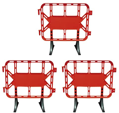 PAL | Valla de Obra Peatonal de Plástico 1 metro Roja | Diseño Innovador y Sin Mantenimiento | Fácil Transporte y Almacenamiento | Ideal para Seguridad y Publicidad, Rojo (1- Valla)