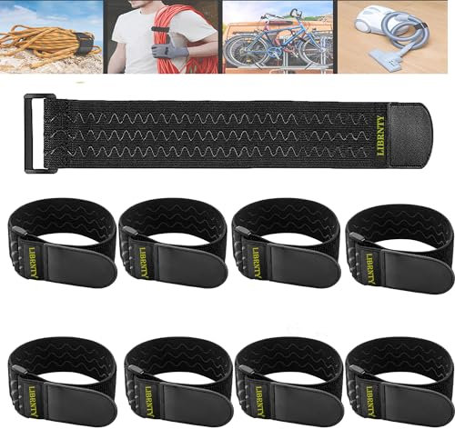 LIBRNTY 8 Pezzi Cinghie Elastiche Antiscivolo,Cinghie elastiche di fissaggio,Cinghie Elastiche di Fissaggio con Silicone Antiscivolo,Fascette a Strappo per Prolunghe,Cavi,Corde,Tubi Flessibili