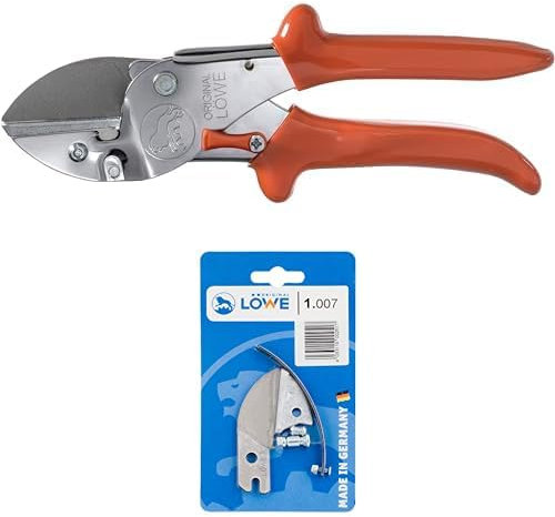Original LÖWE 1 Set bestehend aus Profi Universal Amboss-Schere 1.105 für Industrie und Handwerk & 5-teiliges Ersatzteilset 1.007 mit Ersatzklinge, Ersatzamboss, Ersatzfeder und Schrauben