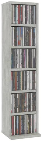 Gecheer Armoire CD/DVD en Bois D'ingénierie - Meuble de Rangement Avec 6 Compartiments - Étagère pour Salon, Chambre, Bureau - 21 x 20 x 88 cm