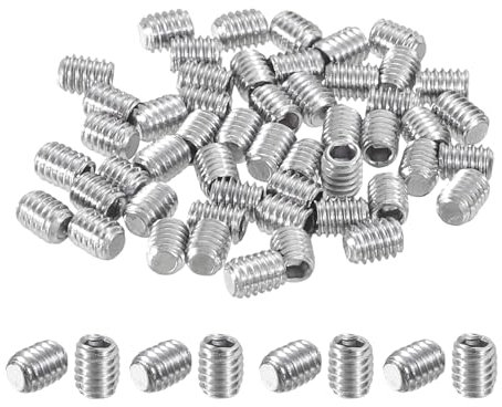 QUARKZMAN 50 Pièces de Vis sans Tête à Six Pans Creux, M2,5x3mm, en Acier Inoxydable 304, Vis sans Tête à Pointe Plate pour Poignées de Porte, Réparation de Luminaires
