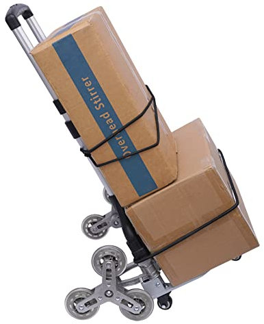 Treppensteiger,Sackkarre Klappbarer Treppensteiger,Dreifach höhenverstellbarer Griff,extra Langer Griff 106cm, inkl. Rädern+2 Expanderseile,Stufen-Sackkarre Treppenkarre Klappbar 75 kg Tragkraft