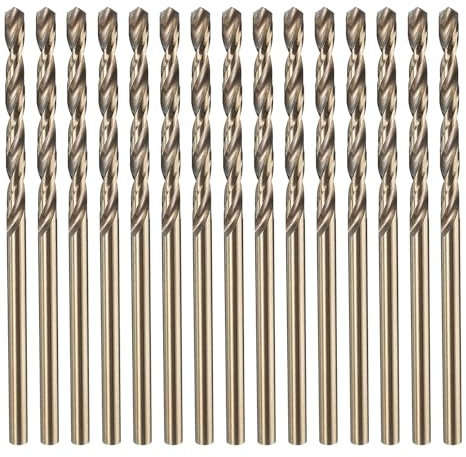 QUARKZMAN Set 15pz Punte Elicoidali Cobalto M35 da 2,5mm Acciaio Alta Velocità per Trapano Metrico Lunghezza Totale 56mm per Foratura e Taglio Metalli Duri Acciaio Inossidabile