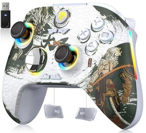 EasySMX X15 PC Controller Wireless mit 7 RGB Licht, Gaming Controller mit Hall Joystick & Trigger, Bluetooth Kompatibel mit PC/Switch/Handy/Tablet-Wukong