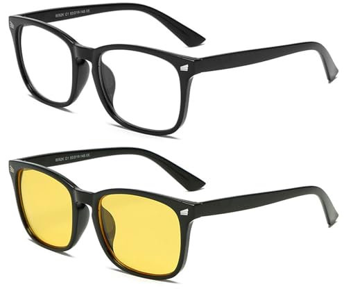 UILYNIU 2 Stück Blaulichtfilter Brille für Damen Herren, Computer Gläser Anti Blaulicht Schutzbrille Gaming Brille Anti-Blendschutz, Blue Light Glasses für Bildschirme, Spiele, Fernseher (2PCS)