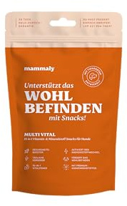 15-in-1 Multivitamin Komplex für Hunde - Multi Vital 30 Snacks (110g) von mammaly - Omega 3, Vitamin B, C, A, D3, E Snacks - Leckerlies für Hund - Unterstützt Immunsystem, Vitalität, Gehirnfunktion